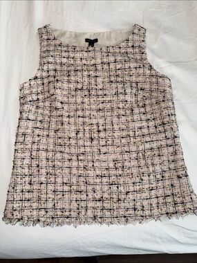 Ann Taylor Tweed Sleeveless Top in Pink and Beige